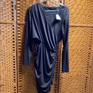 Elegant Brown Draped Dress